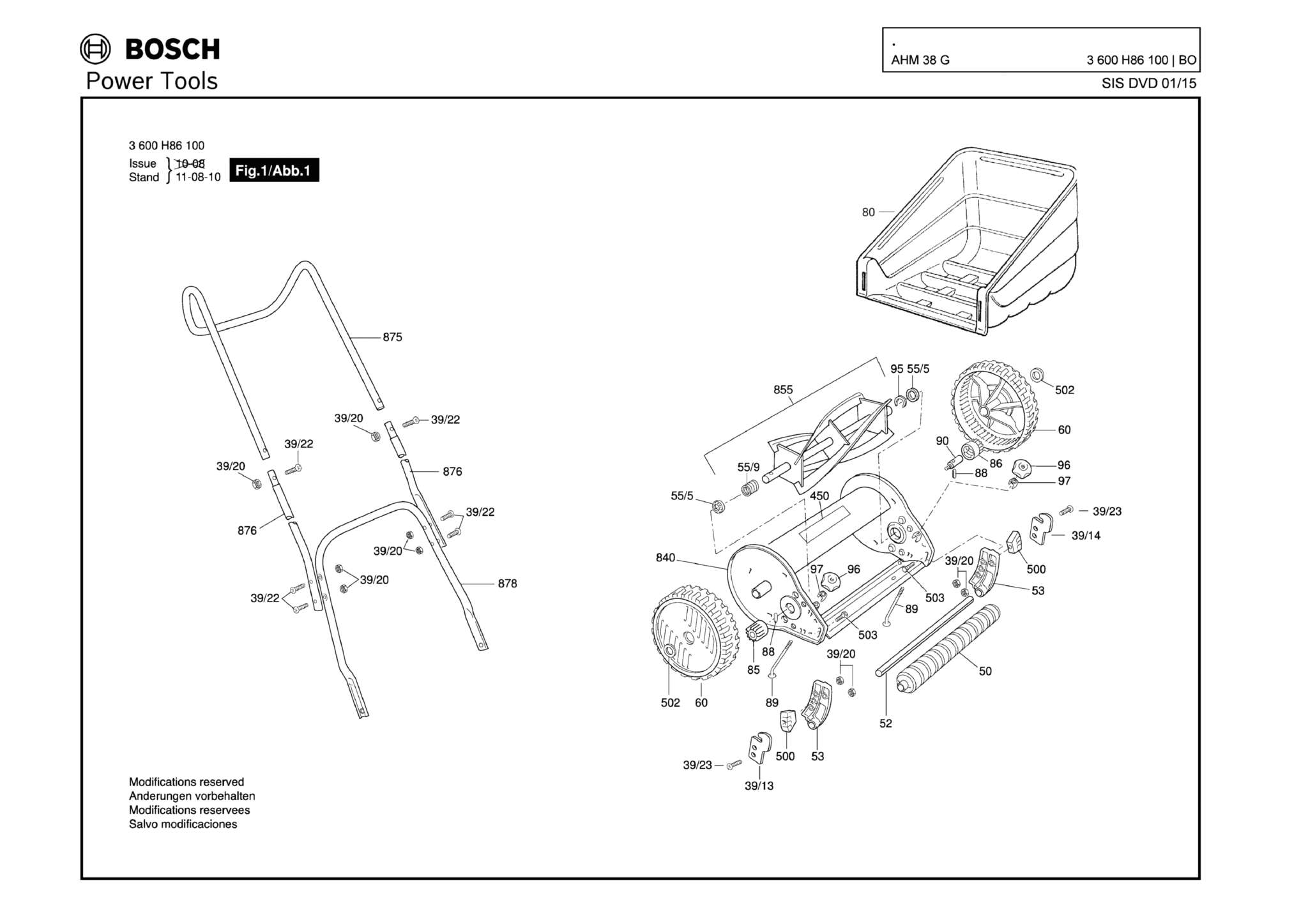 Запчасти, схема и деталировка Bosch AHM 38 G (ТИП 3600H86100)