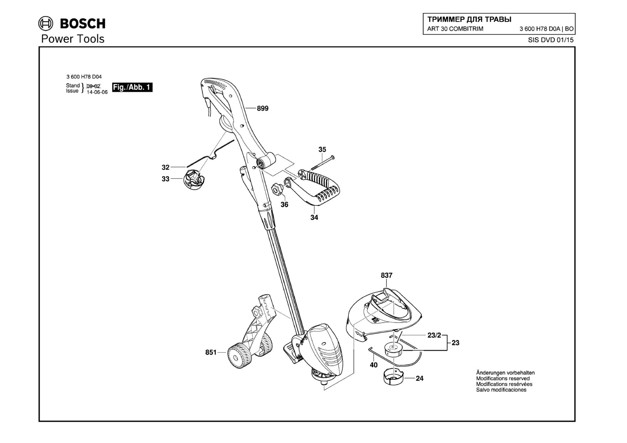 Запчасти, схема и деталировка Bosch ART 30 COMBITRIM (ТИП 3600H78D0A)