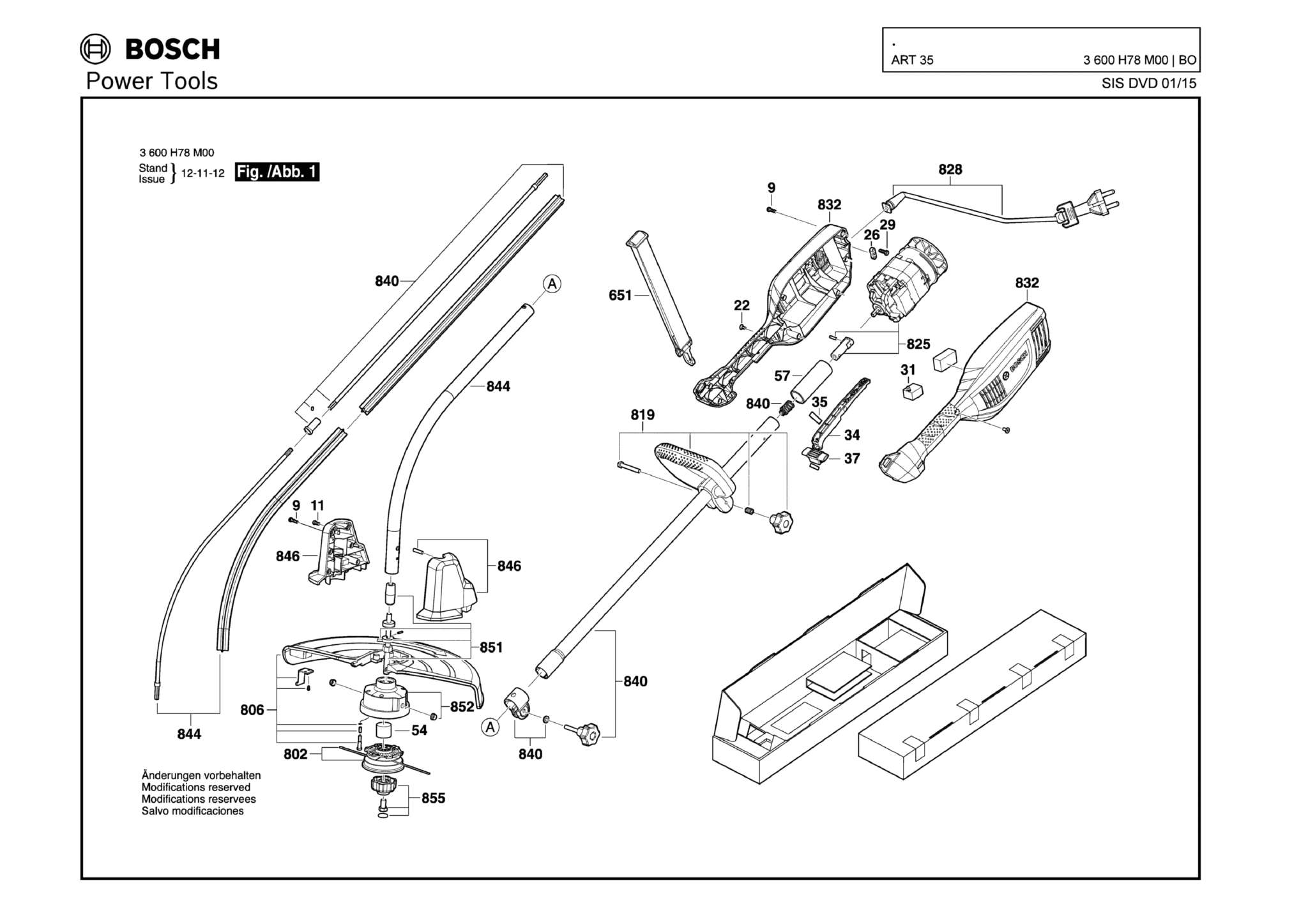 Запчасти, схема и деталировка Bosch ART 35 (ТИП 3600H78M00)