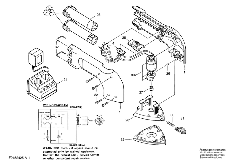 Запчасти, схема и деталировка Skil 2425 U1 (ТИП F0152425A1)