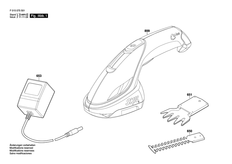 Запчасти, схема и деталировка Skil 0755 (ТИП F015075501)