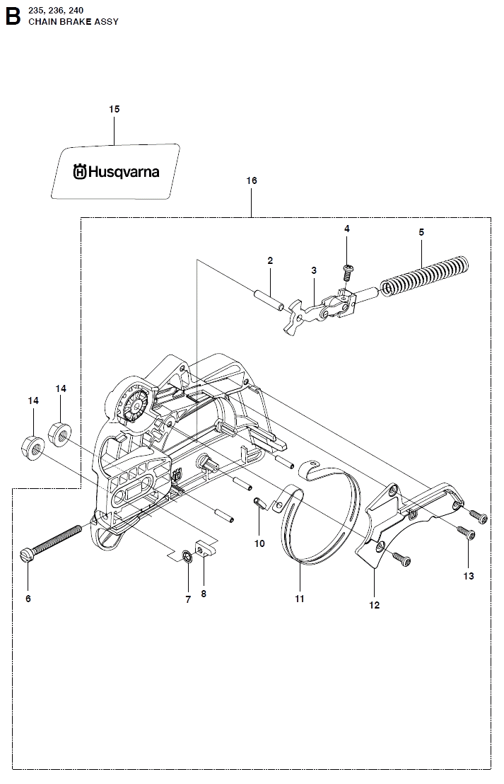 Запчасти, схема и деталировка Цепной тормоз для Husqvarna 236