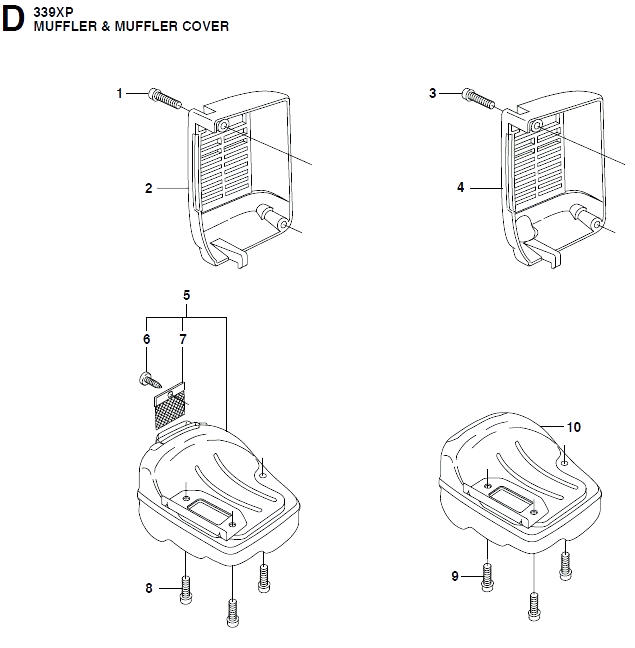 Запчасти, схема и деталировка Глушитель и крышка глушителя для Husqvarna 339 XP