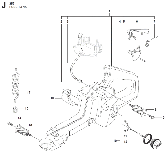 Запчасти, схема и деталировка Топливный бак для Husqvarna 357 XP