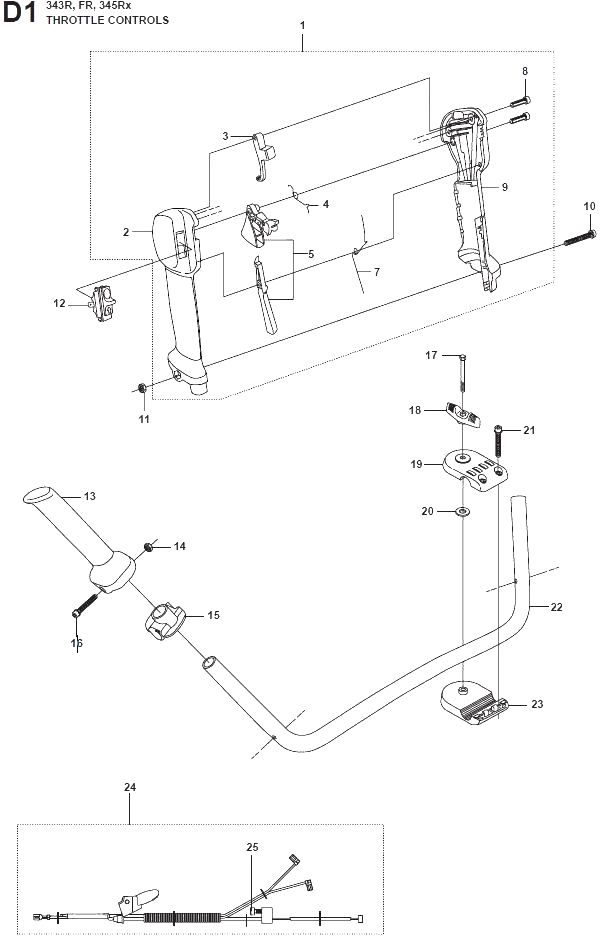 Запчасти, схема и деталировка Управление дросселем для 343R