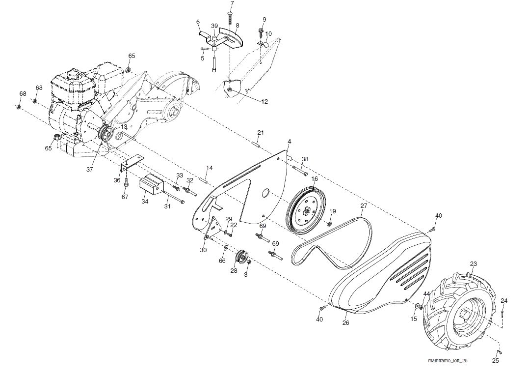 Запчасти, схема и деталировка Центральный узел левая часть для TR430