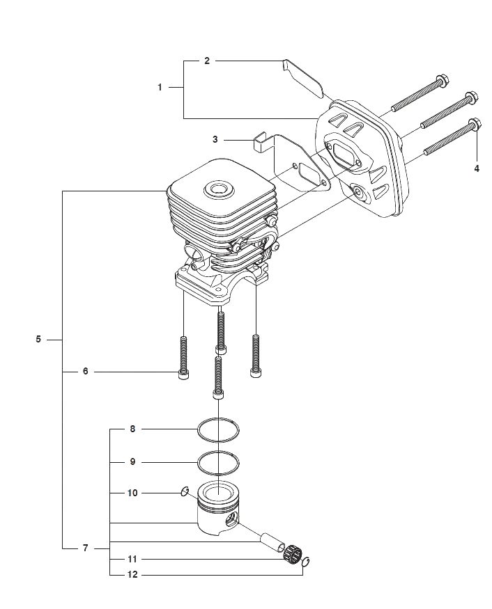 Запчасти, схема и деталировка Поршень цилиндра и глушитель для 327Р5х
