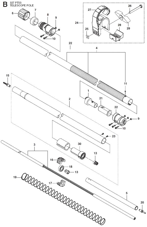 Запчасти, схема и деталировка Телескопическая штанга для 327PT5S