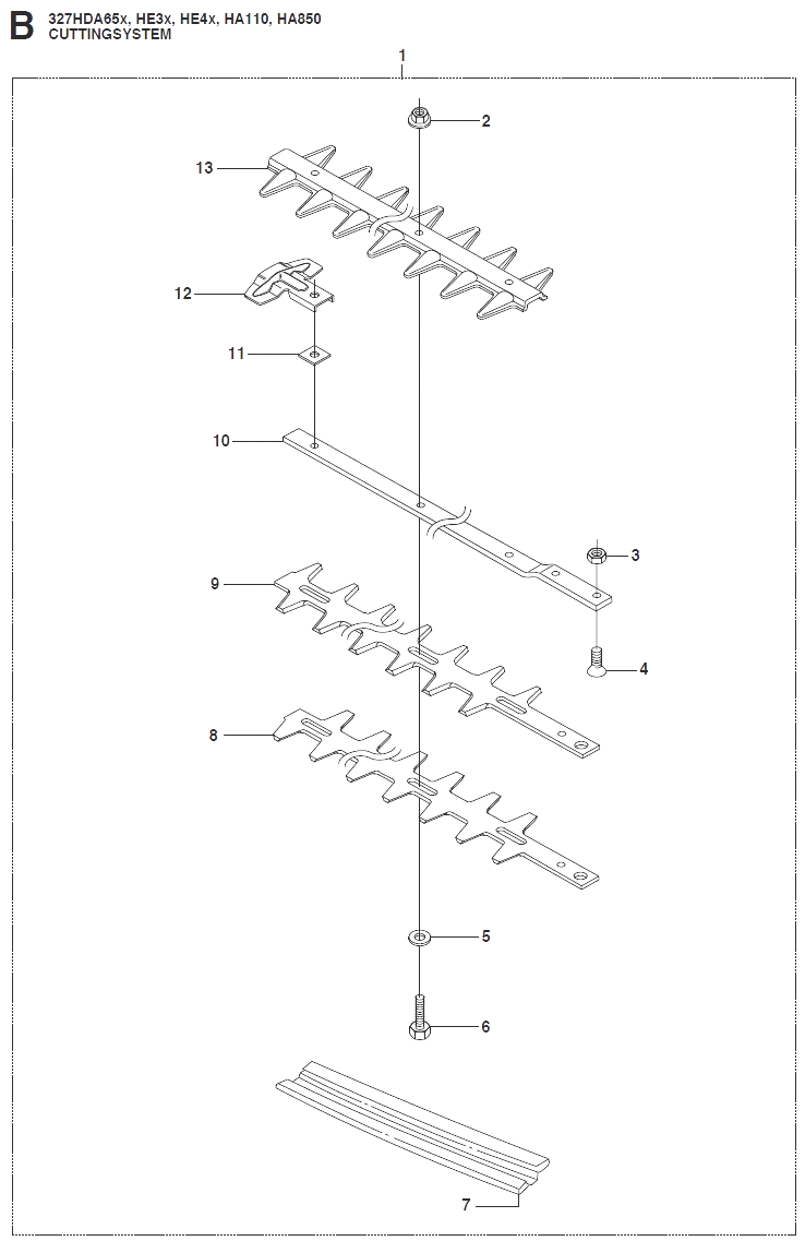 Запчасти, схема и деталировка Режущая часть для бензоножниц Husqvarna 327HE4