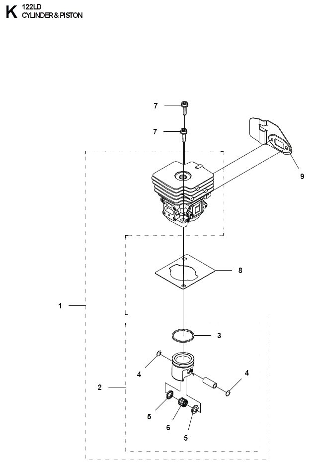 Запчасти, схема и деталировка Поршень и цилиндр для бензинового триммера (бензокосы) Husqvarna 122LD