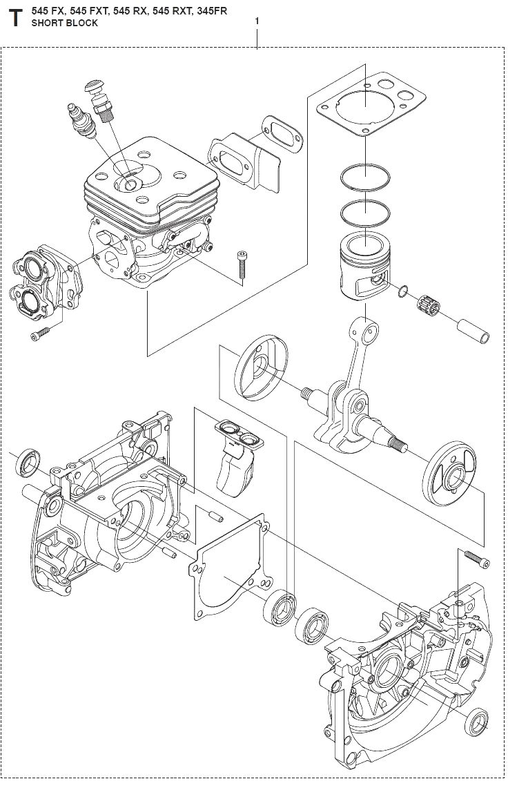 Запчасти, схема и деталировка Ремкомплект двигателя для бензинового триммера (бензокосы) Husqvarna 545RХ