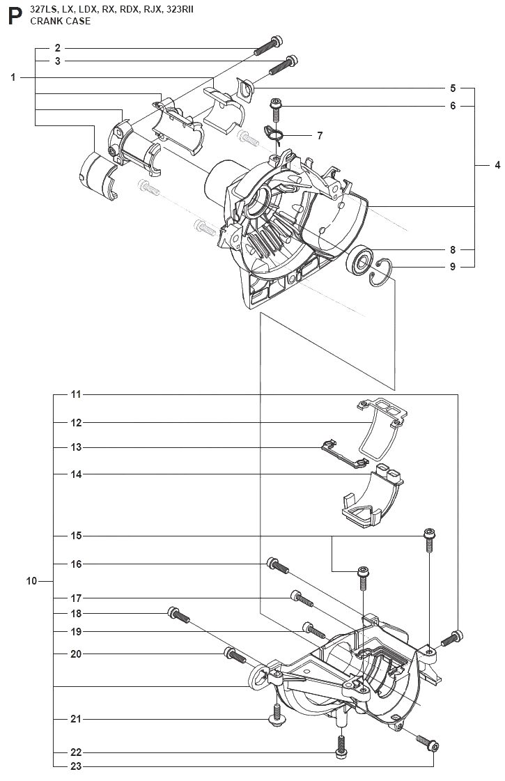 Запчасти, схема и деталировка Картер для бензинового триммера (бензокосы) Husqvarna 323R