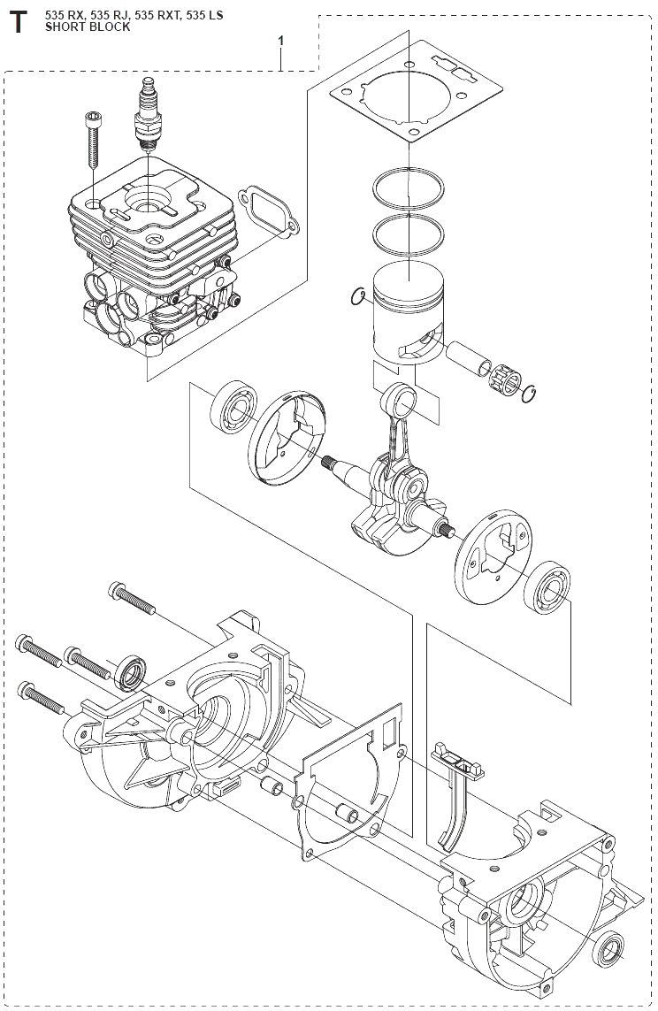 Запчасти, схема и деталировка Ремкомплект двигателя для бензинового триммера (бензокосы) Husqvarna 535RХ