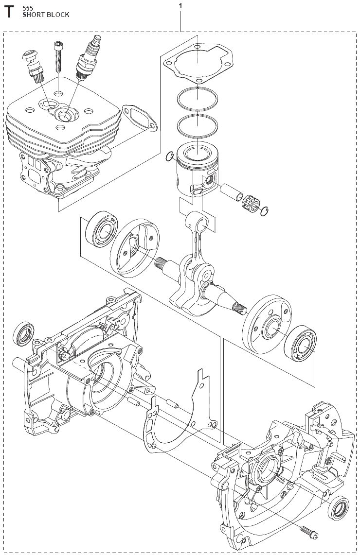 Запчасти, схема и деталировка Ремкомплект двигателя для бензинового триммера (бензокосы) Husqvarna 555Fx