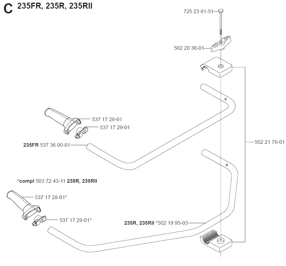 Запчасти, схема и деталировка Ведущая ручка с креплением для 235R