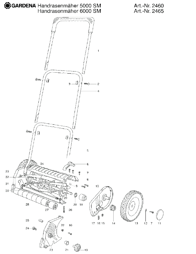 Запчасти, схема и деталировка GARDENA 6000 SM (АРТ. 2465-20)