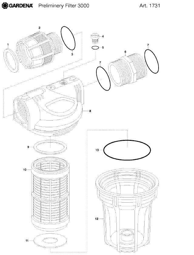 Запчасти, схема и деталировка GARDENA 3000 (АРТ. 1731-20)