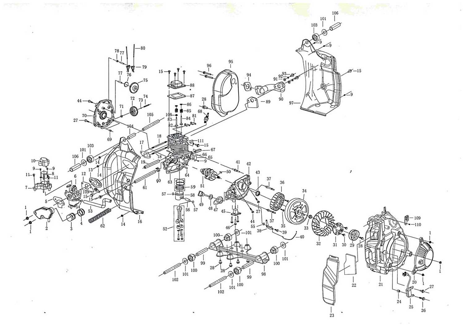Запчасти, схема и деталировка Fubag TI 1000 (838798) Двигатель
