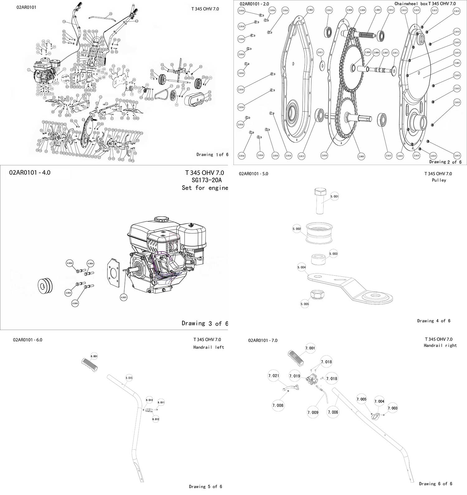 Запчасти, схема и деталировка SunGarden T 345 OHV 7.0 (02AR0101)