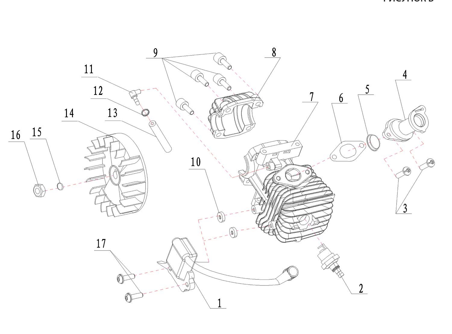 Запчасти, схема и деталировка Patriot   2512 (S) (2013) (220104500)  Цилиндр и ротор (маховик)