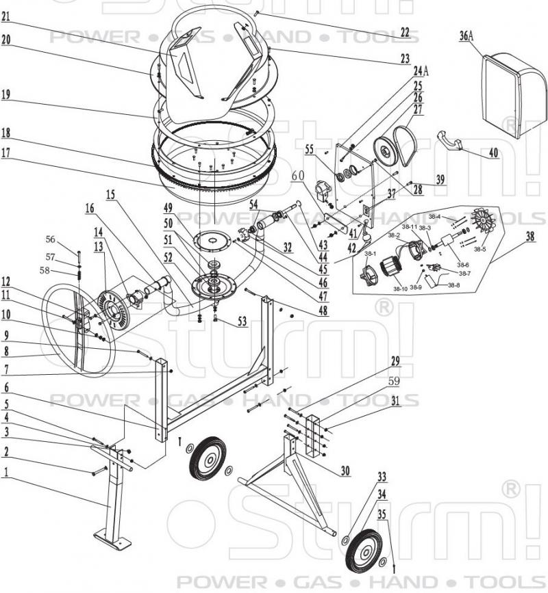Запчасти, схема и деталировка Sturm CM1912CB1