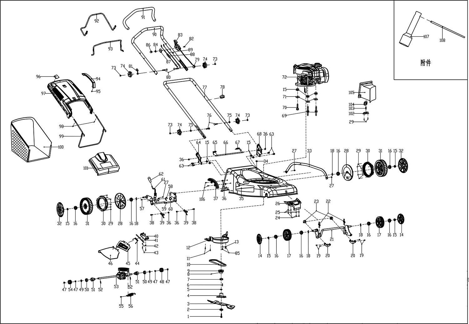 Запчасти, схема и деталировка Газонокосилка бензиновая самоходная Sterwins 510BSP625-3 150CC