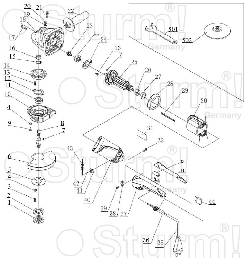 Запчасти, схема и деталировка Sturm AG9512L