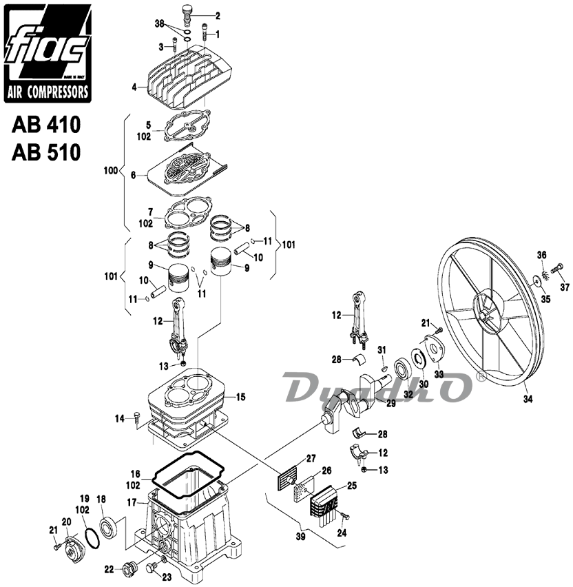 Запчасти, схема и деталировка Головка компрессорная AB510