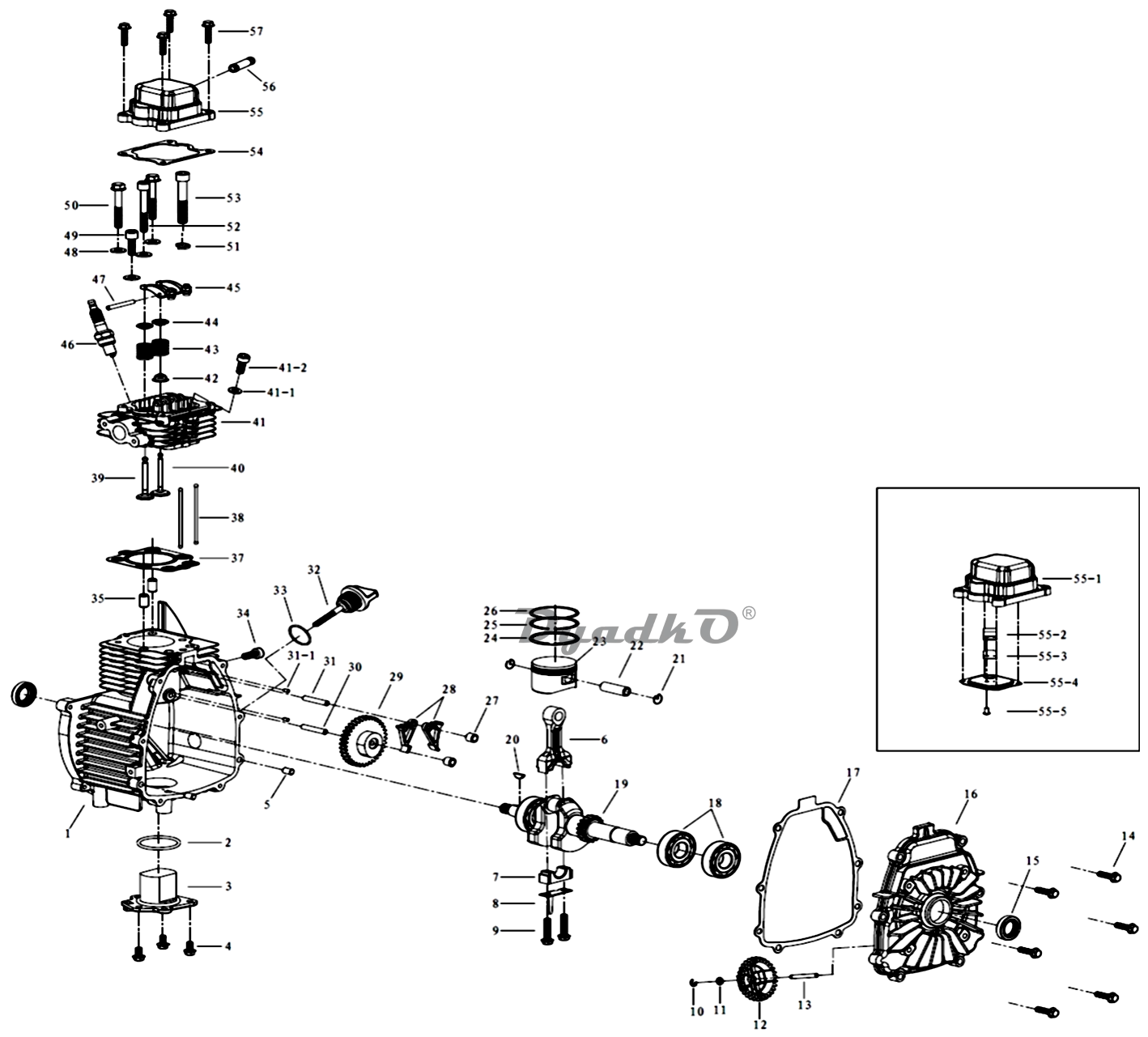 Запчасти, схема и деталировка Двигатель 144FB
