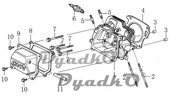 Запчасти, схема и деталировка Двигатель Loncin G168FB - Головка цилиндра