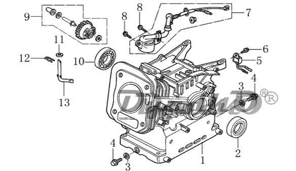 Запчасти, схема и деталировка Двигатель Loncin G168FB - Картер