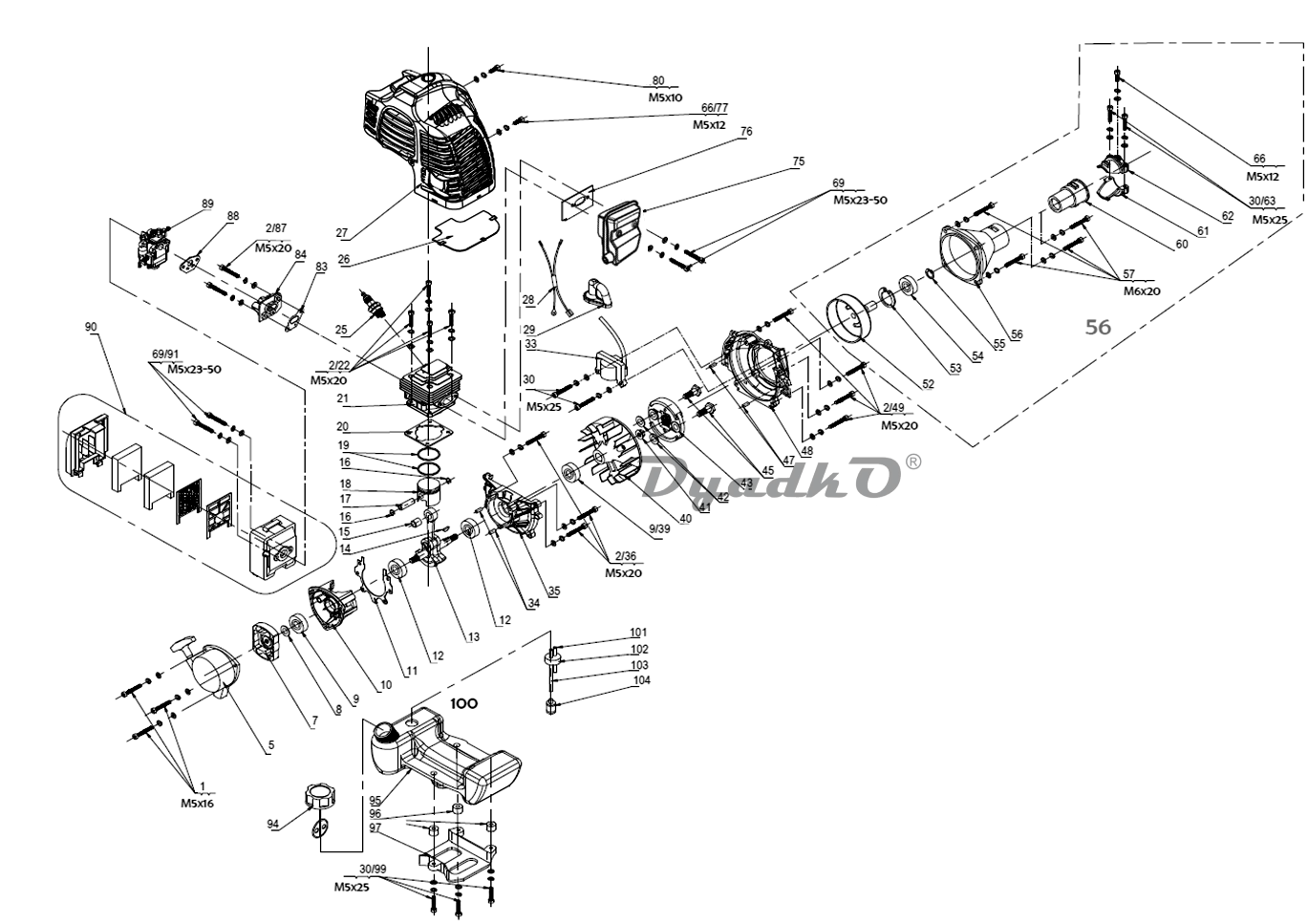 Запчасти, схема и деталировка Двигатель 1E34F-4
