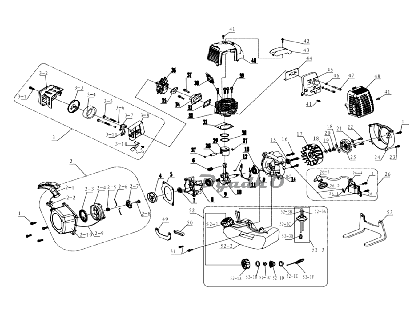 Запчасти, схема и деталировка Двигатель (до 2016)